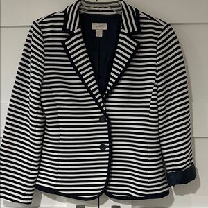LOFT Women's Striped Blazer in Navy and White